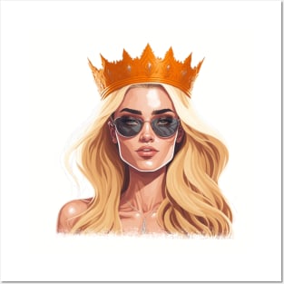 Strong Women - Beautiful Blonde Woman, Wearing Crown, Wearing Shades Posters and Art